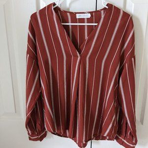 ALL IN FAVOR Long Looped Sleeve Blouse  Size S/M   Burnt Orange  NWOT